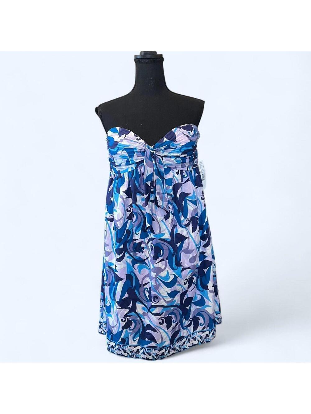 Blue Strapless Mini Dress Y2K Summer Going Out Dress Size 8 💙